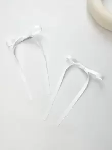 2 chiếc Kẹp tóc nơ trang trí cho mùa tựu trường - trắng - Xem 1