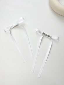 2 chiếc Kẹp tóc nơ trang trí cho mùa tựu trường - trắng - Xem 3