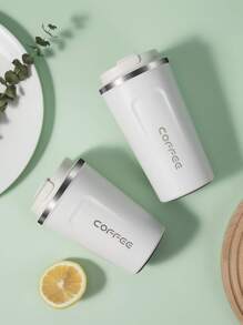 1pc 18/8 Stainless Steel Coffee Cup, Portable Insulateds Mug, 500ML - Black - View 3