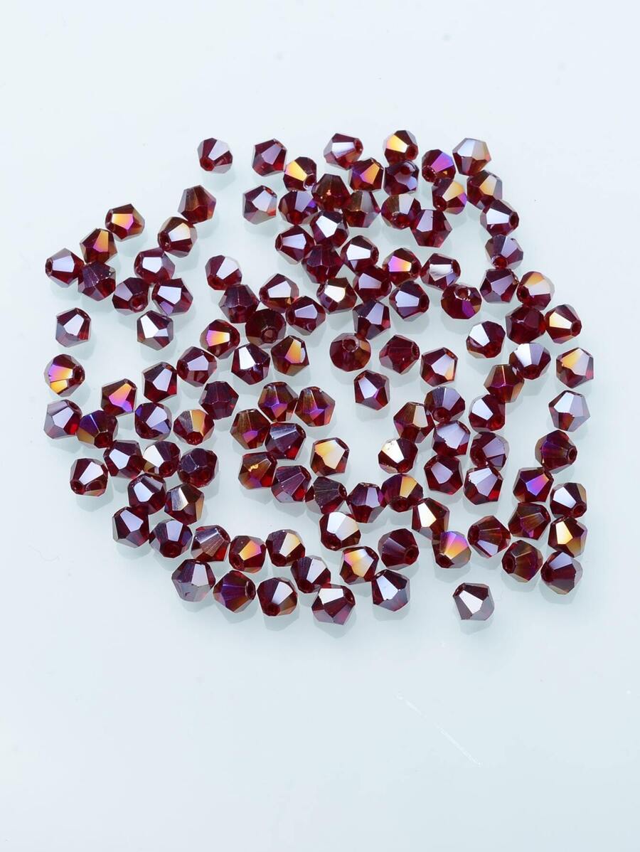 120pcs/pack 0.4mm Glass Faceted Beads For Diy Jewelry Making - Red - View 1