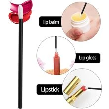50 piezas Aplicadores desechables para labios, varitas para labios, cepillo aplicador de lápiz labial, cepillo aplicador de brillo de labios, cepillo de rímel, herramienta de maquillaje, regalos - Negro - Ver 4