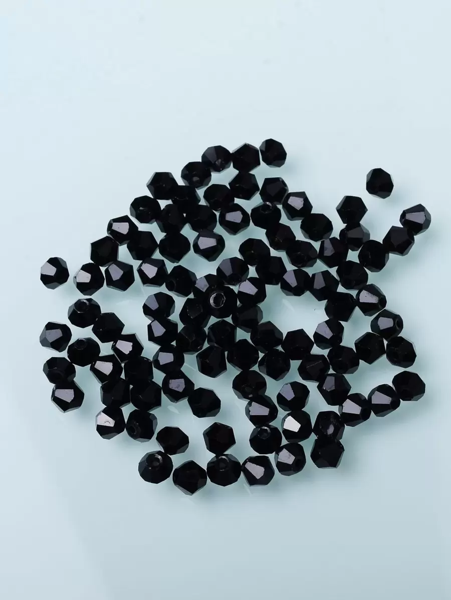 120pcs/pack 0.4mm Glass Cut Beads For Diy Jewelry Making - Black - View 1