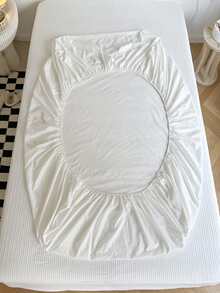 1pc Solid Color Stonewashed Bed Sheet - White - View 4