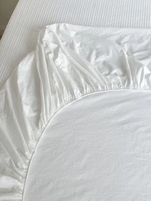 1pc Solid Color Stonewashed Bed Sheet - White - View 2