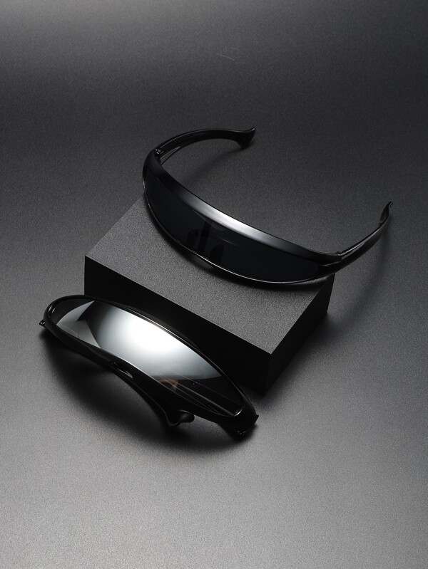 2pcs Men's Y2k Plastic Futuristic Style Fashion Glasses SHEIN USA