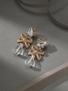 1pair Transparent Bowknot Design Clip-on Earrings - Clear - View 3