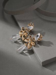 1pair Transparent Bowknot Design Clip-on Earrings - Clear - View 4