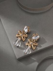 1pair Transparent Bowknot Design Clip-on Earrings - Clear - View 7