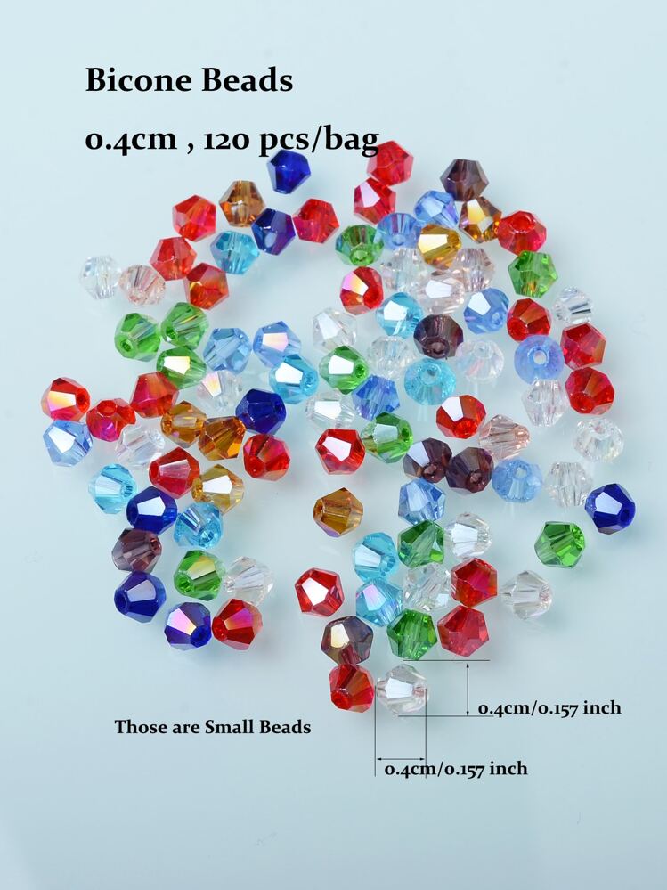 120 piezas/paquete 0.4mm de vidrio cortar rosario para la fabricación de joyas de bricolaje - Multicolor - Ver 2