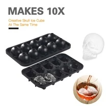 10 Hole Skull-shaped Ice Tray, Silicon Mold, Skull Design Cake Mold, Ice Cube Maker, Creative Diy Ice Making - Black - View 2