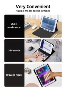 带键盘的保护壳兼容 iPad 7/8/9 Gen 10.2 英寸，兼容三星 Galaxy Tab S6 Lite 10.4，内置笔架 - 紫色 - 查看 4