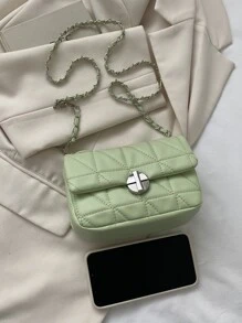 2024 Spring/Summer New Arrival High-Grade Diamond Quilted Chain Strap Shoulder/Underarm Bag, Versatile Small Square Messenger Bag For Commuting - Green - View 7