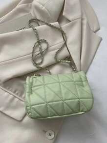 2024 Spring/Summer New Arrival High-Grade Diamond Quilted Chain Strap Shoulder/Underarm Bag, Versatile Small Square Messenger Bag For Commuting - Green - View 8