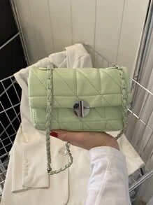 2024 Spring/Summer New Arrival High-Grade Diamond Quilted Chain Strap Shoulder/Underarm Bag, Versatile Small Square Messenger Bag For Commuting - Green - View 2