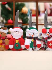 1入聖誕裝飾圣诞老人餐具收納袋,用於桌面裝飾 - 彩色 - 查看 4