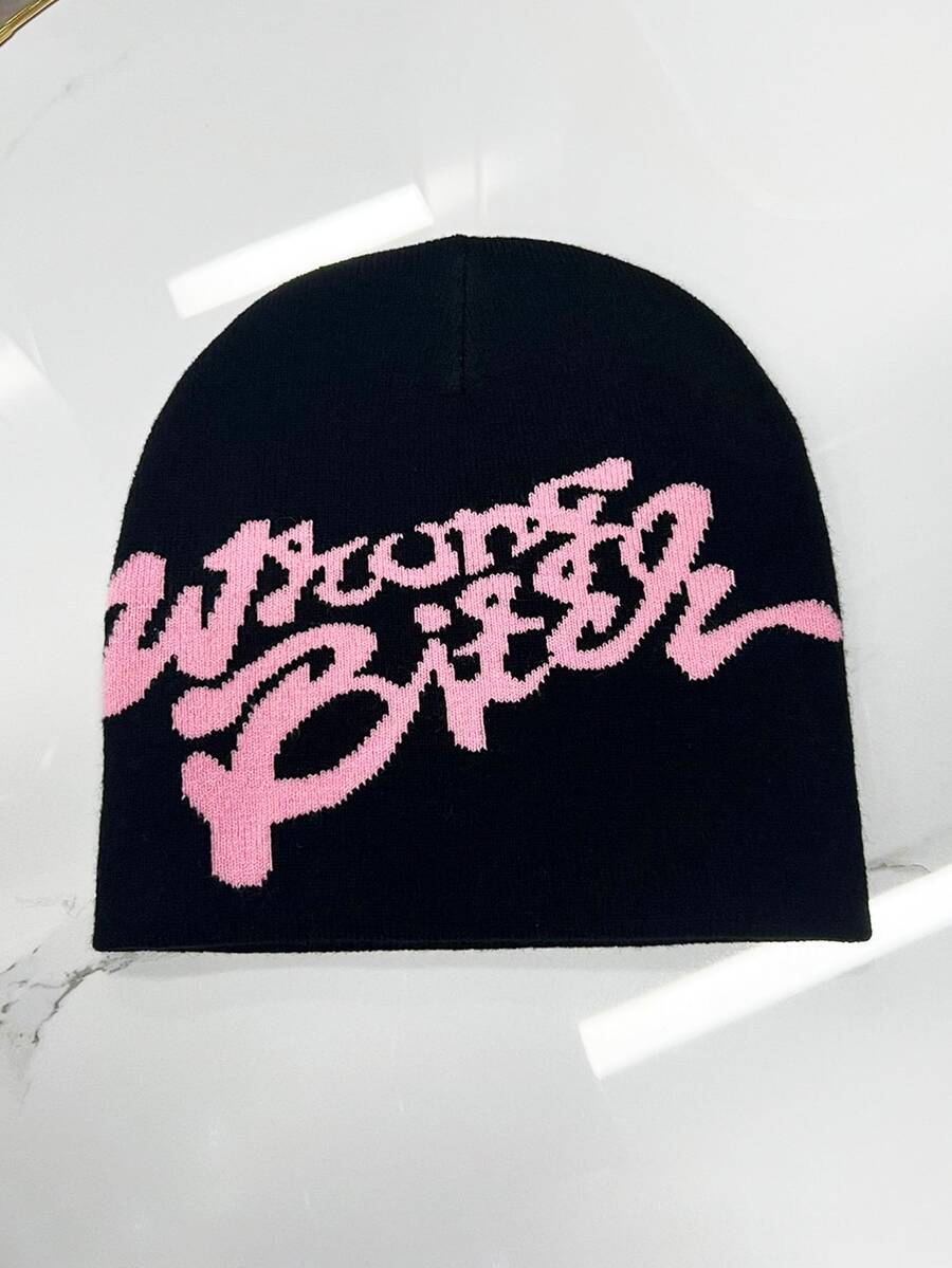 1pc Letter Patterned Knitted Beanie, Suitable For Both Men And Women, Daily Life Street - Multicolor - View 1