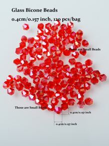 120pcs/pack Double Cone Shaped Ab Color Glass Beads, 0.4cm - Redwood - View 2