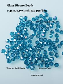120顆/包0.4毫米玻璃刻面珠，適合DIY珠寶製作 - 霧霾藍 - 查看 2