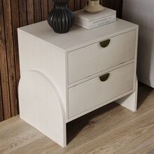 Retro Style Rubber Wood Venner Two-Drawer Bed Side Table Nightstand End Table for Living Room, Children's Room, Adult Room, Antique White - 白色 - 查看 9