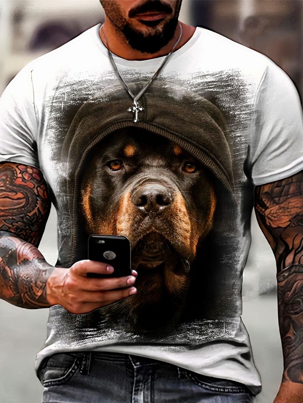 Camiseta Masculina Cachorro Rottweiler Estilo