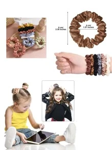 40 CÁI Dây Buộc Tóc Bằng Lụa Satin Co Giãn Đàn Hồi Dây Buộc Tóc Đuôi Ngựa Dây Cao Su Cho Tóc Dây Buộc Tóc Không Để Lại Dấu Vết Bộ Phụ Kiện Tóc Thời Trang Mềm Mại Hơn Lụa Thường Ngày Giáng Sinh - Màu be - Xem 5