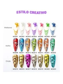 1 Pieza Polvo Efecto Espejo Para Uñas - Morado - Ver 3