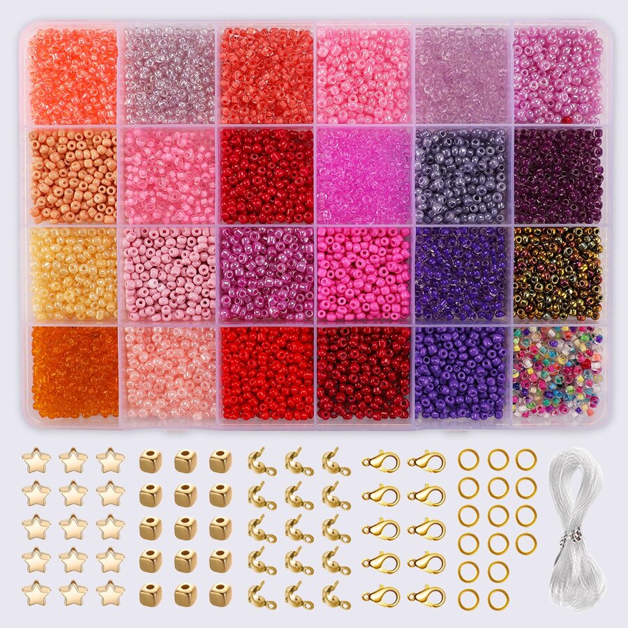 Hộp đóng gói Hạt ngà 4mm trong 24 ô - Nhiều màu - Xem 1