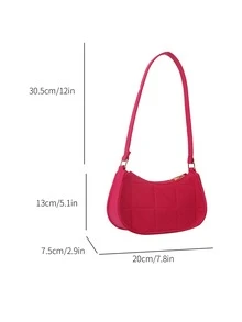 Mini Thời trang Màu thuần Da giả Túi nách , Đơn giản giản dị Cái túi , Của phụ nữ Hợp thời Linh hoạt Túi đeo vai & Ví - Màu Hồng Tươi - Xem 4