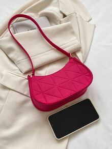 Mini Thời trang Màu thuần Da giả Túi nách , Đơn giản giản dị Cái túi , Của phụ nữ Hợp thời Linh hoạt Túi đeo vai & Ví - Màu Hồng Tươi - Xem 5