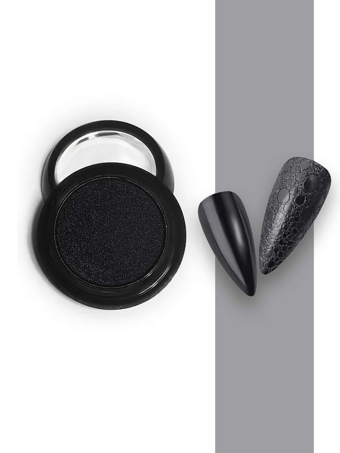 1 Pieza Polvo Efecto Espejo Para Uñas - Negro - Ver 1