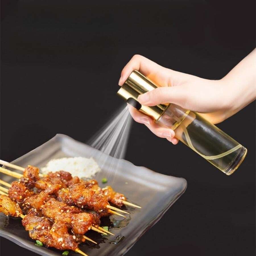 1入組金色油噴霧瓶、按壓式油分配器、玻璃油壺、燒烤噴霧瓶、油噴霧器 - 金色 - 查看 1