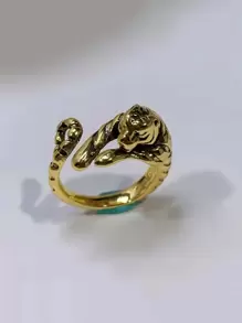 Anillo Vintage con personalidad para hombre, anillo creativo con cabeza de tigre, boca abierta, anillo con volante de tigre
