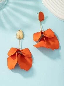 1 đôi bông tai mặt dây chuyền hình cánh hoa tráng men - trái cam - Xem 5
