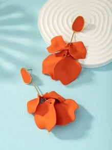1 đôi bông tai mặt dây chuyền hình cánh hoa tráng men - trái cam - Xem 3
