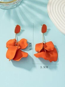 1 đôi bông tai mặt dây chuyền hình cánh hoa tráng men - trái cam - Xem 4