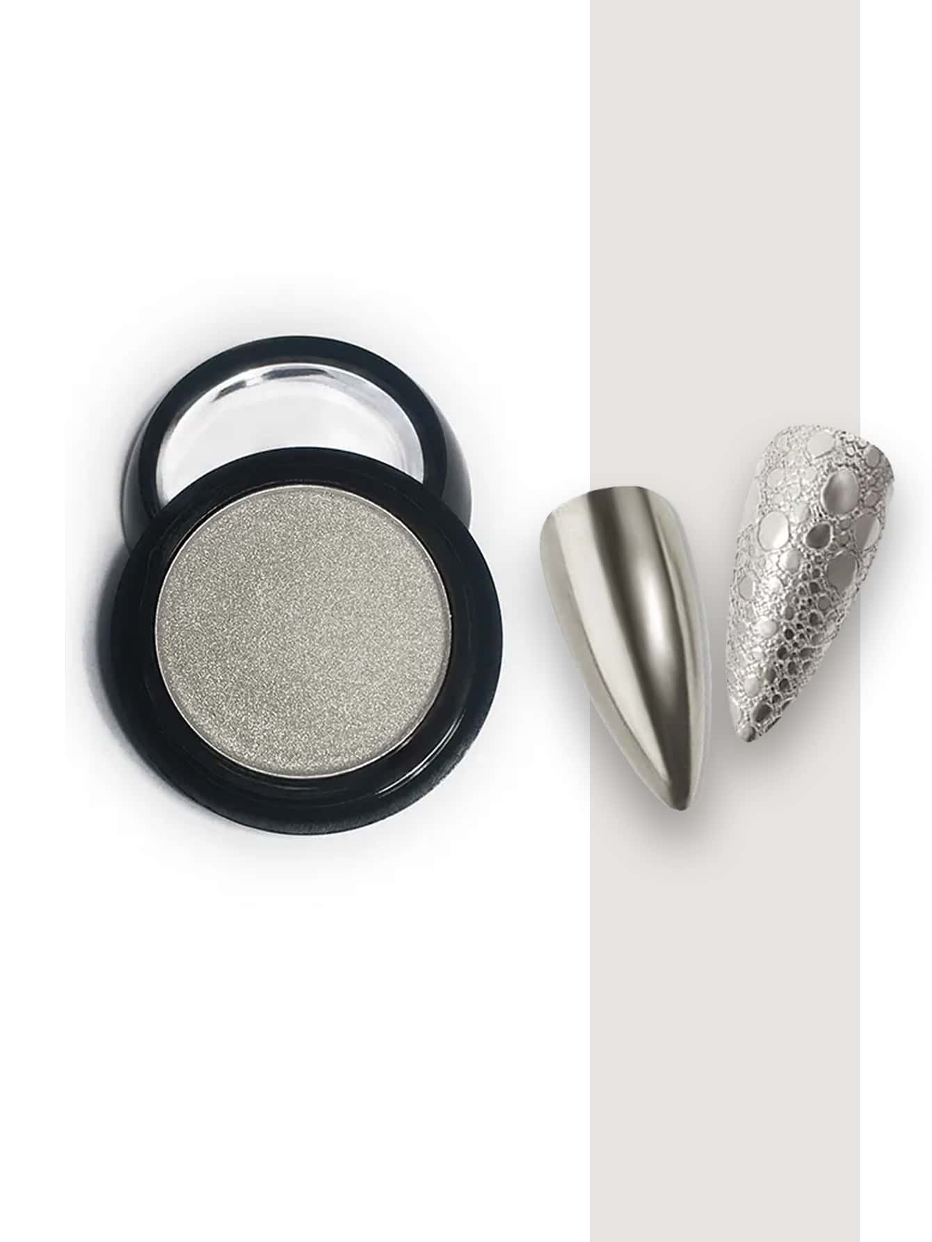 1 Pieza Polvo Efecto Espejo Para Uñas - Gris - Ver 1