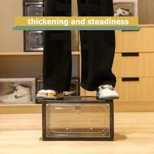 One-Piece Assembly-Free All-In-One Magnetic Side-Opening Basketball Shoe Box Large Transparent Storage Shoe Box - Dark Grey - View 4