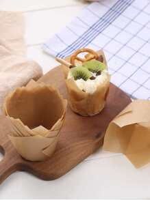 50pcs/set Paper Cake Cup, Modern Solid Cupcake Paper Cup For Kitchen - White - View 5