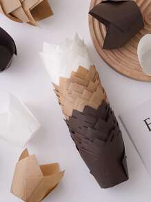 50pcs/set Paper Cake Cup, Modern Solid Cupcake Paper Cup For Kitchen - White - View 6