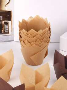 50pcs/Set Paper Cake Cup, Modern Solid Cupcake Paper Cup For Kitchen Back To School - Khaki - View 4