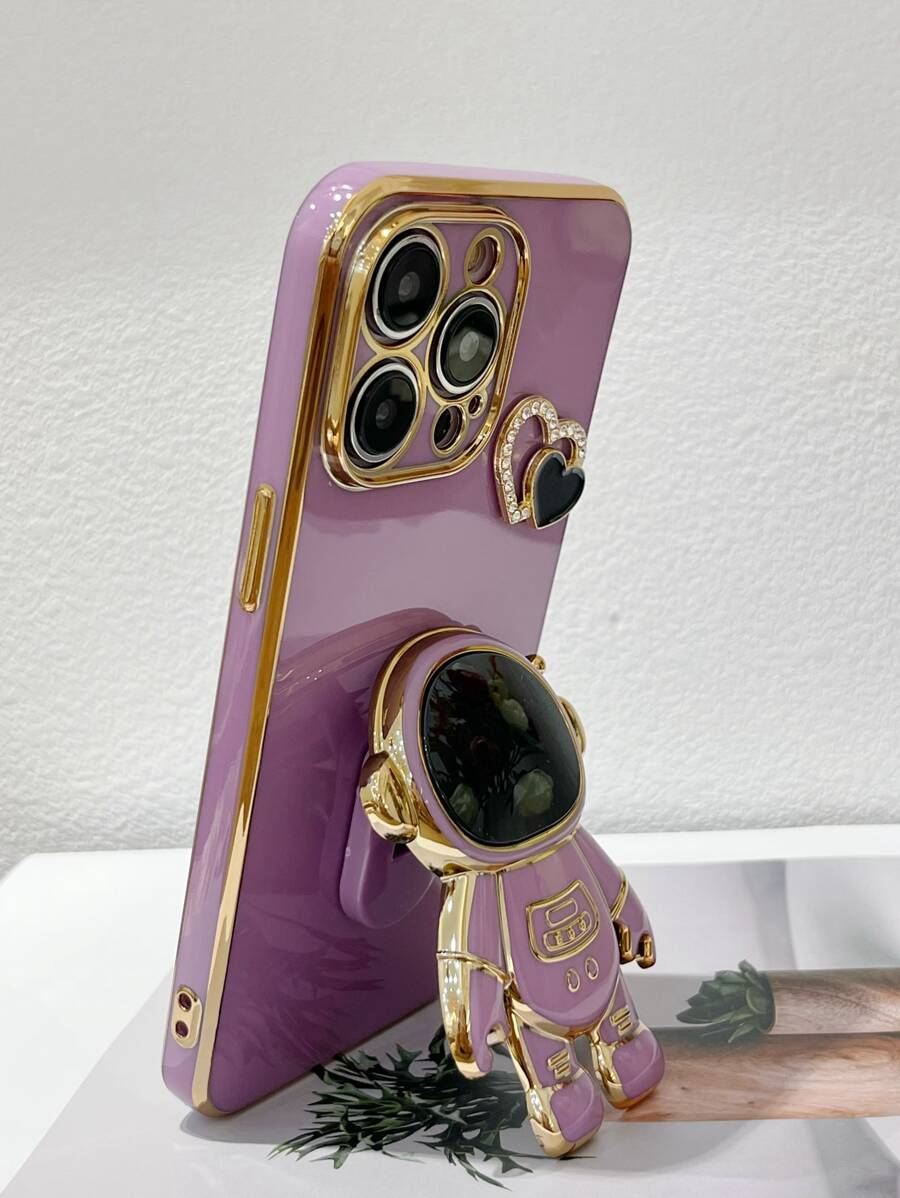 Phone Case With Astronaut Design Phone Holder - Purple - View 1