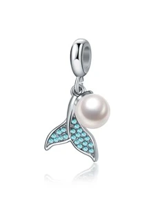 Alloy Rhinestone Fish Tail & Faux Pearl DIY Pendant - Multicolor - View 1