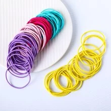 100入組女士素色休閒髮圈適用於日常生活