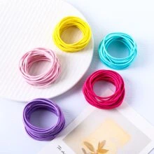 100入組女士素色休閒髮圈適用於日常生活