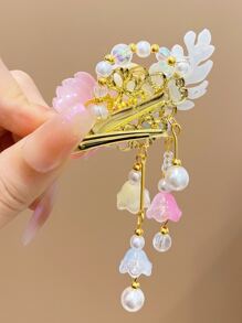 4 件套女士复古花卉流苏发夹