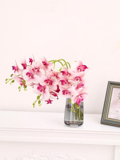 1束人造蝴蝶兰花束，家居装饰仿真蝴蝶兰花瓶填充物，永不凋谢的花朵