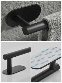 Barral De Toalla De Acero Inoxidable Sin Perforación, Portarrollo Autoadhesivo, Estante De Paños De Cocina, Estante De Toalla De Baño Para El Baño - Negro - Ver 5