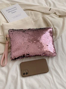 Women's Sequin Decorated Fashion Clutch Bag Suitable For Party - Pink - View 5