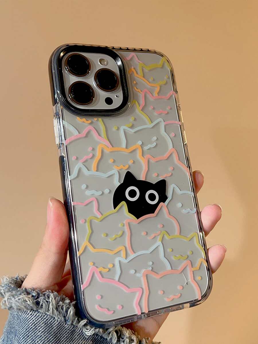 Apple Blackcat Animal Kitten Cartoon Cat Clear Phone Case Compatible With IPhone 15/15Pro/15Plus/15Promax Waterproof Shockproof Anti-Fall Scratch Resistant - Clear - View 1
