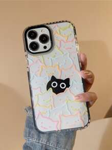 Apple Blackcat Animal Kitten Cartoon Cat Clear Phone Case Compatible With IPhone 15/15Pro/15Plus/15Promax Waterproof Shockproof Anti-Fall Scratch Resistant - Clear - View 2